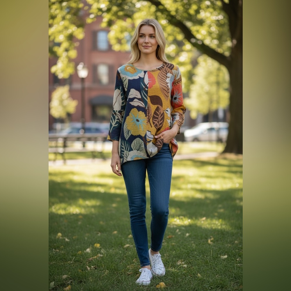 SHANA Floral Print Women's Top, S